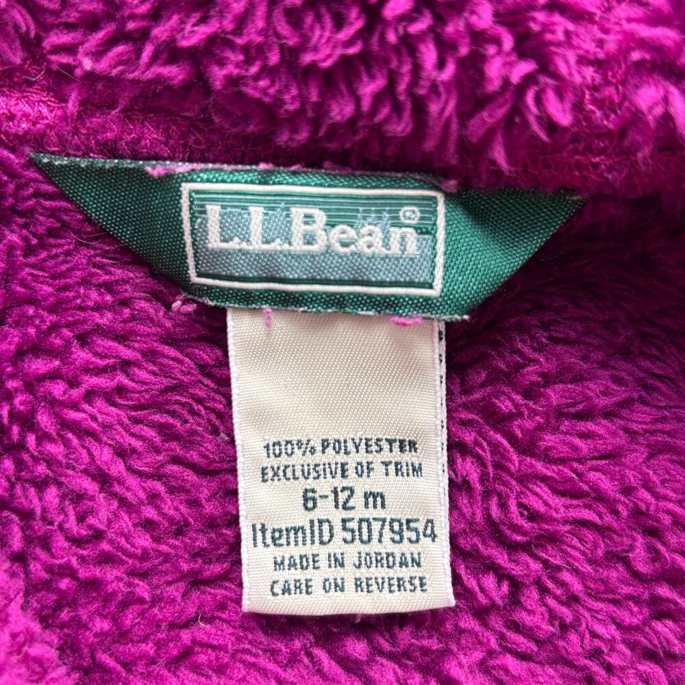 L.L. Bean Baby 6-12M Hi-Pile Fleece Bear Ear Hooded Jacket Cozy Magenta Purple - Picture 7 of 9